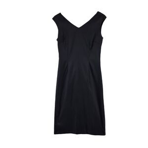 L.K. Bennett Shift Dress Sleeveless Black Sateen Size 44 LBD